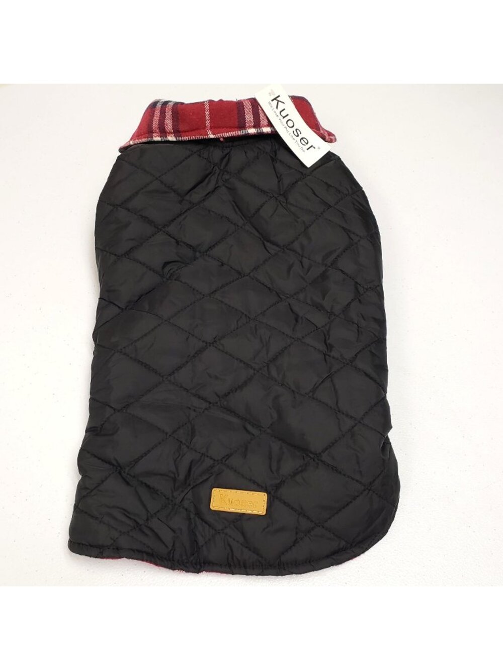 Kuoser Reversible Dog Pet Coat Puffer Jacket Red Plaid Size Large